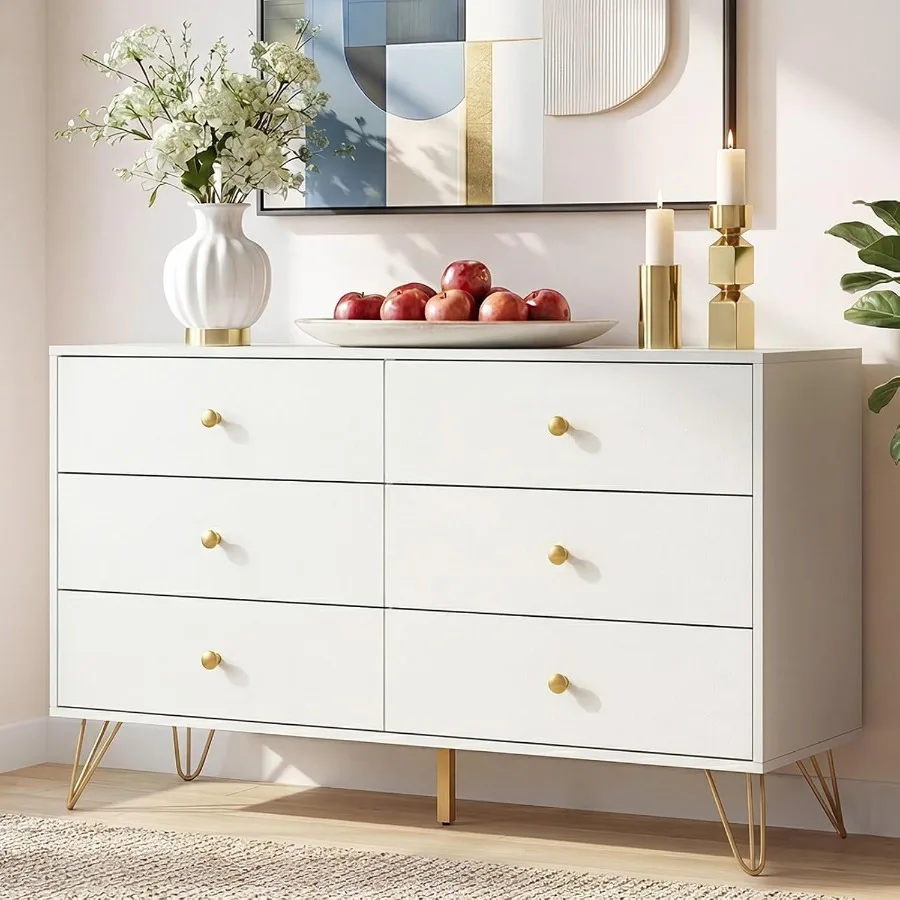 Storage & Organization - Cômoda branca com 6 gavetas e