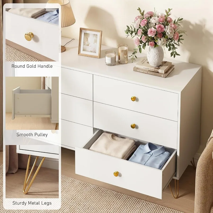 Cômoda branca com 6 gavetas e  - Storage & Organization avaliação e preço
